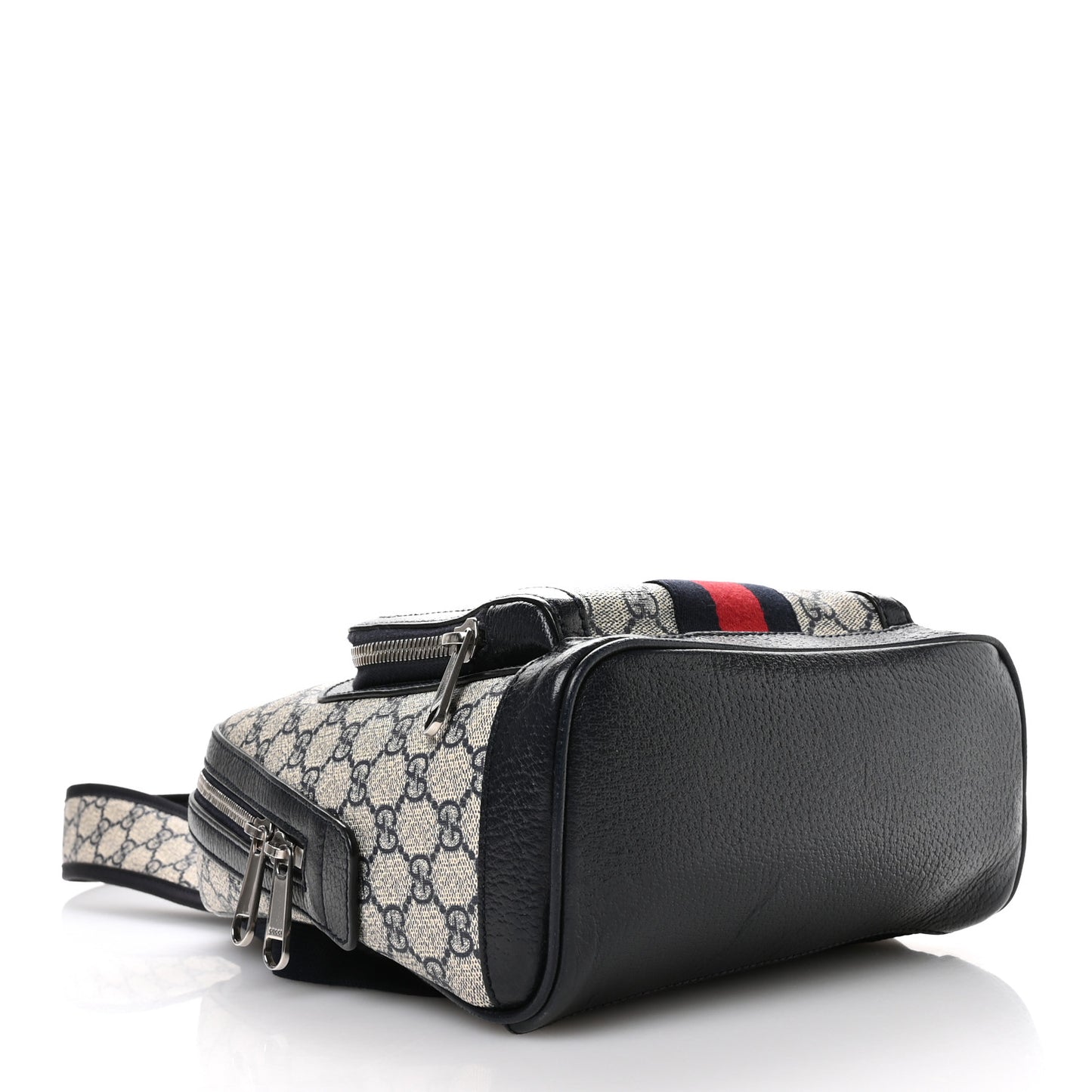 GG Supreme Monogram Textured Dollar Calfskin Web Small Ophidia Day Backpack Beige Blue Black