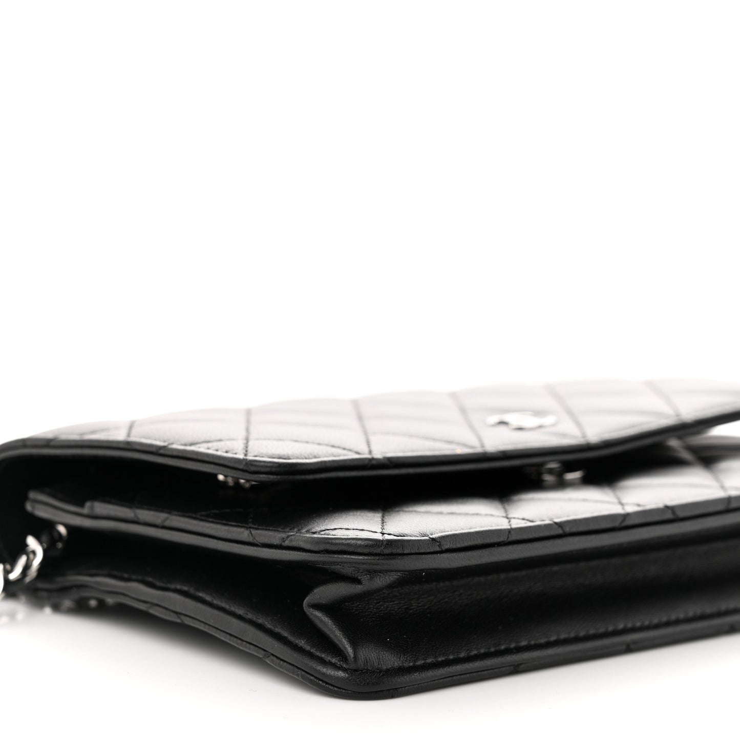 Lambskin Quilted Wallet On Chain WOC Black