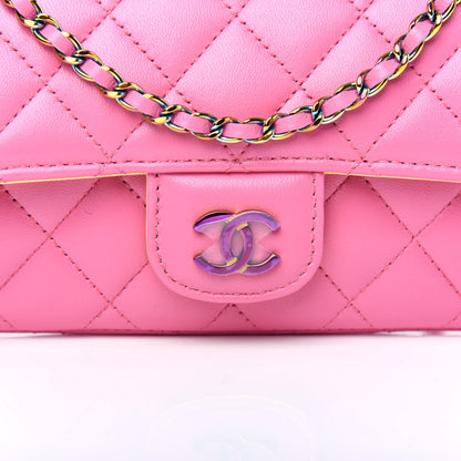 Chanel Lambskin Quilted Glasses Case With Chain Pink Yellow 11 of 12