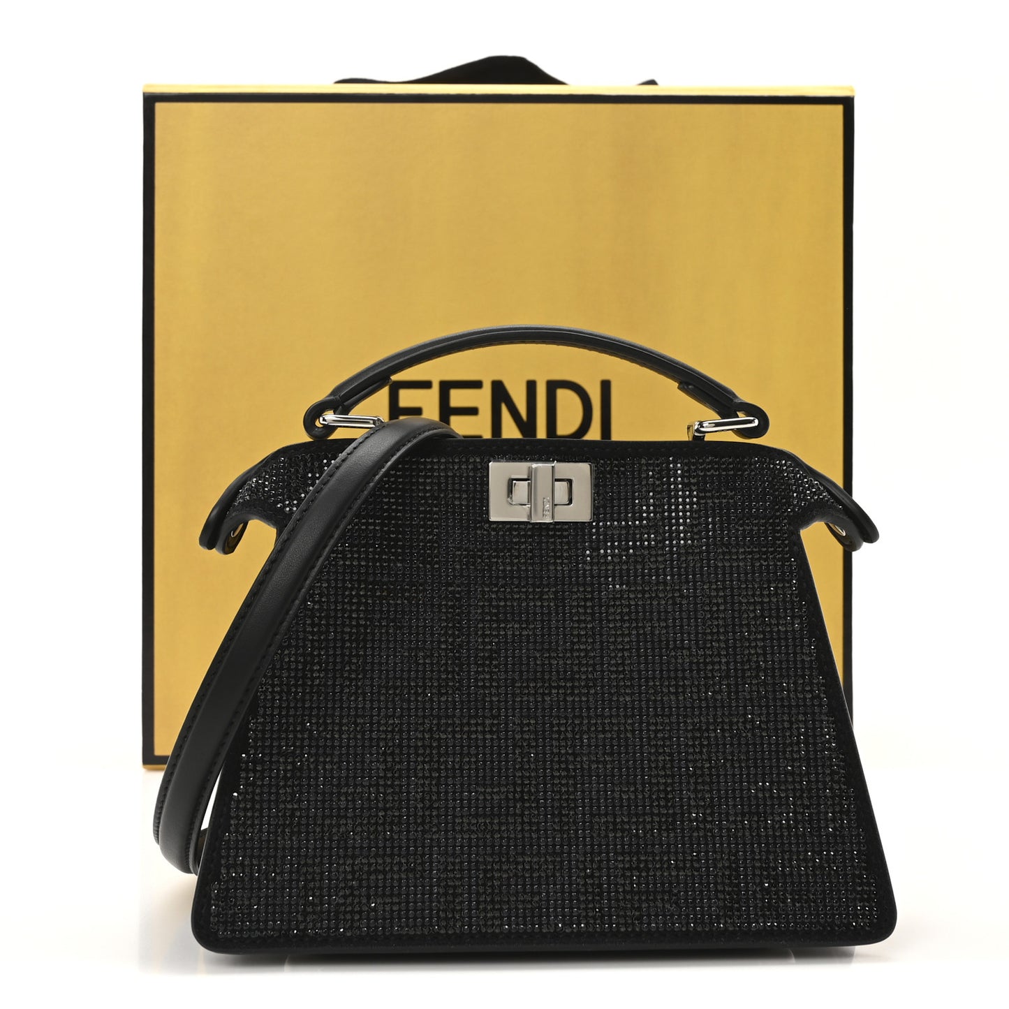 Crystal Shiny Nappa FF Petite Peekaboo I SEE U Satchel Black