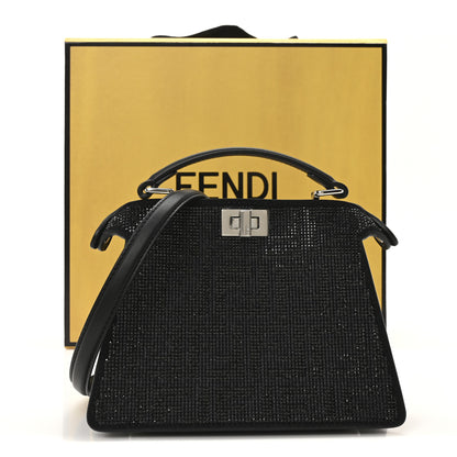 Fendi Crystal Shiny Nappa FF Petite Peekaboo I SEE U Satchel Black 10 of 10
