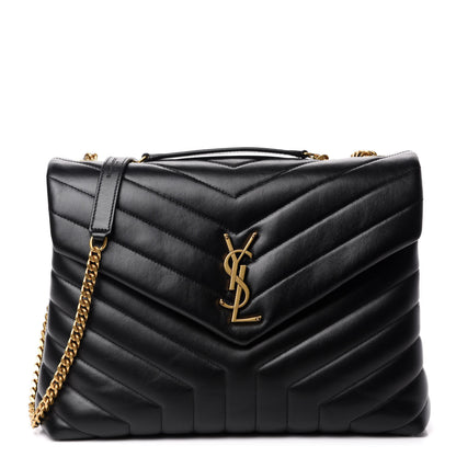 Saint Laurent Calfskin Y Quilted Monogram Medium Loulou Chain Satchel Black 1 of 12