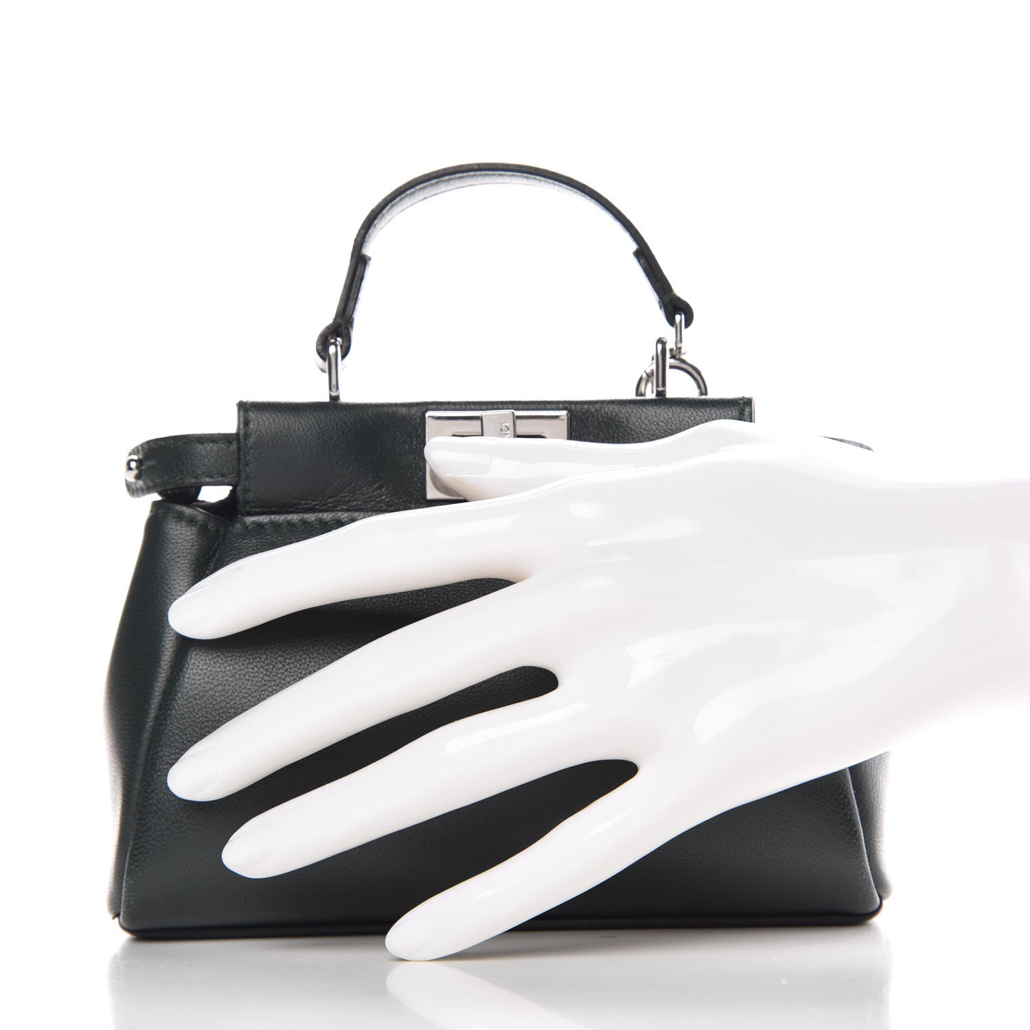 Fendi Shiny Nappa Micro Peekaboo Iconic Satchel Verde Prato 2 of 8