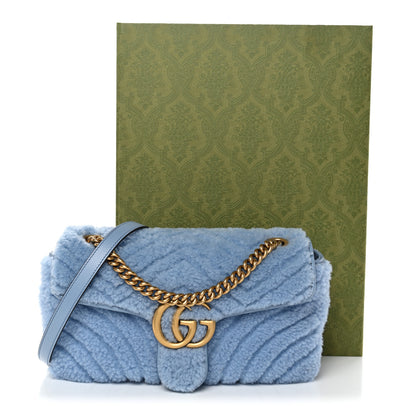 Gucci Merino Wool Matelasse Small GG Marmont Shoulder Bag Cadet Blue 11 of 11