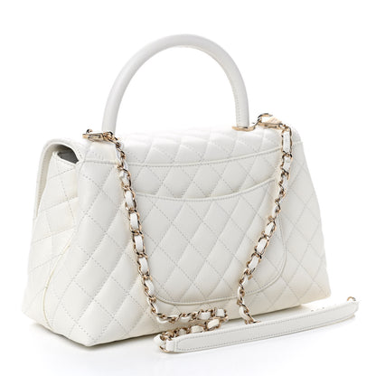 Chanel Caviar Quilted Small Coco Handle Flap White 3 of 11