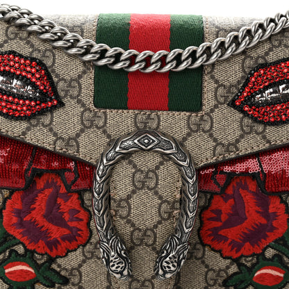 Gucci GG Supreme Monogram Web Floral Embroidered Small Dionysus Shoulder Bag 8 of 12