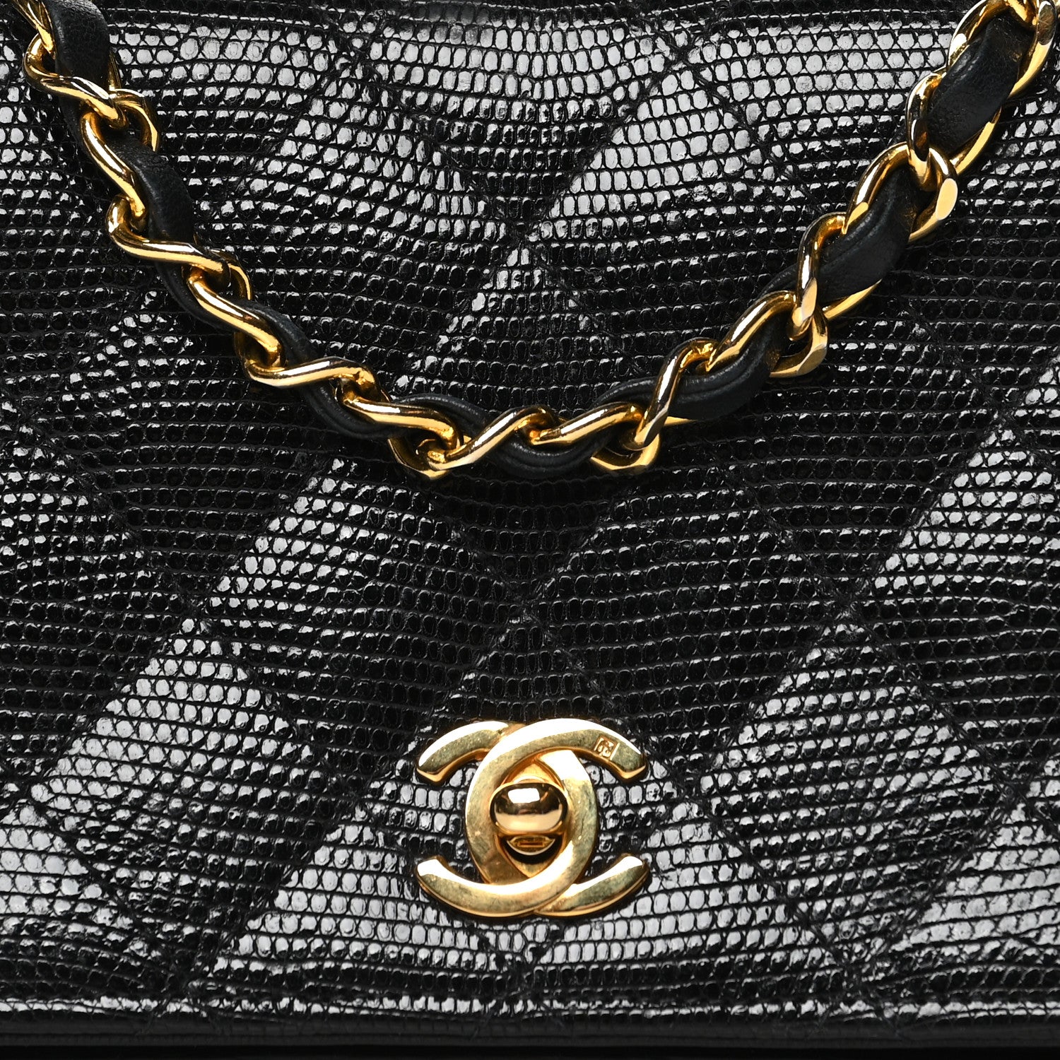 Chanel Lizard Quilted Small Single Flap Black 8 of 12