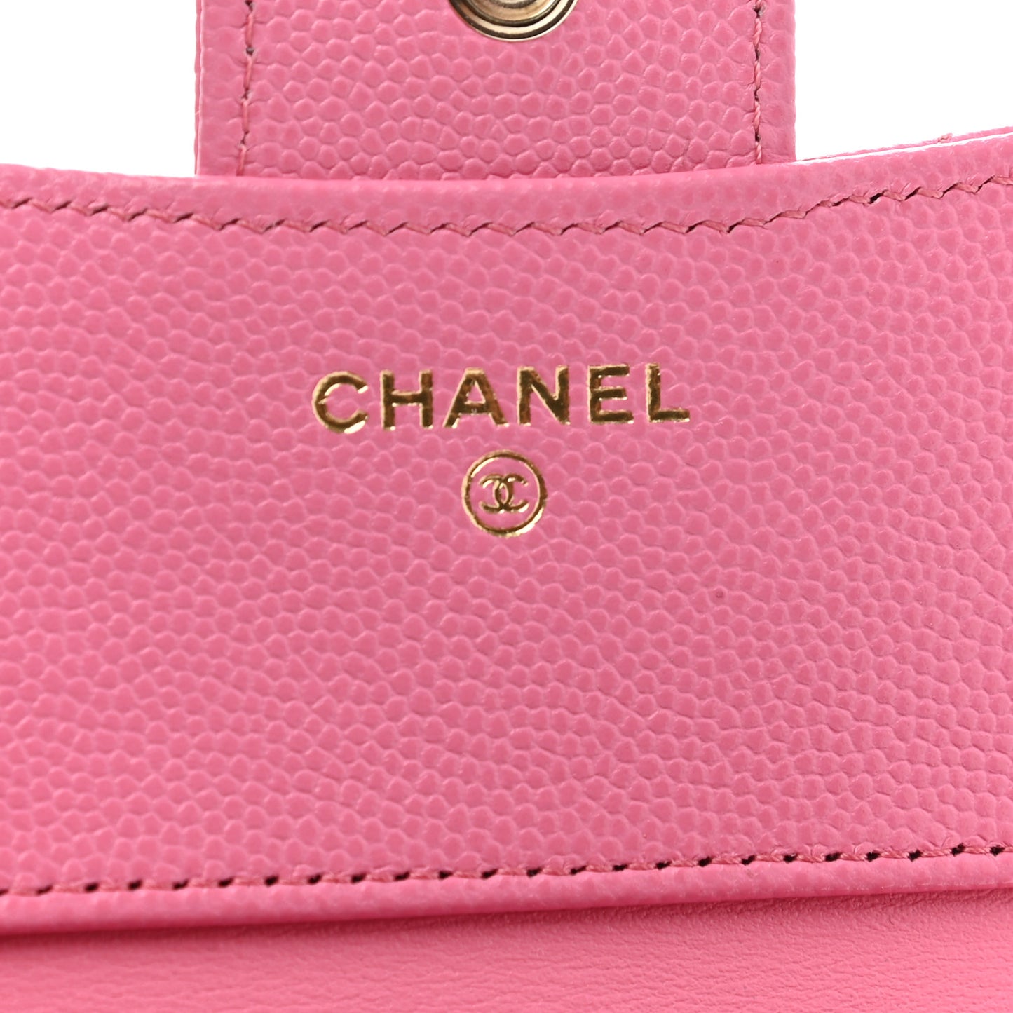 Caviar Quilted Compact Flap Wallet Pink