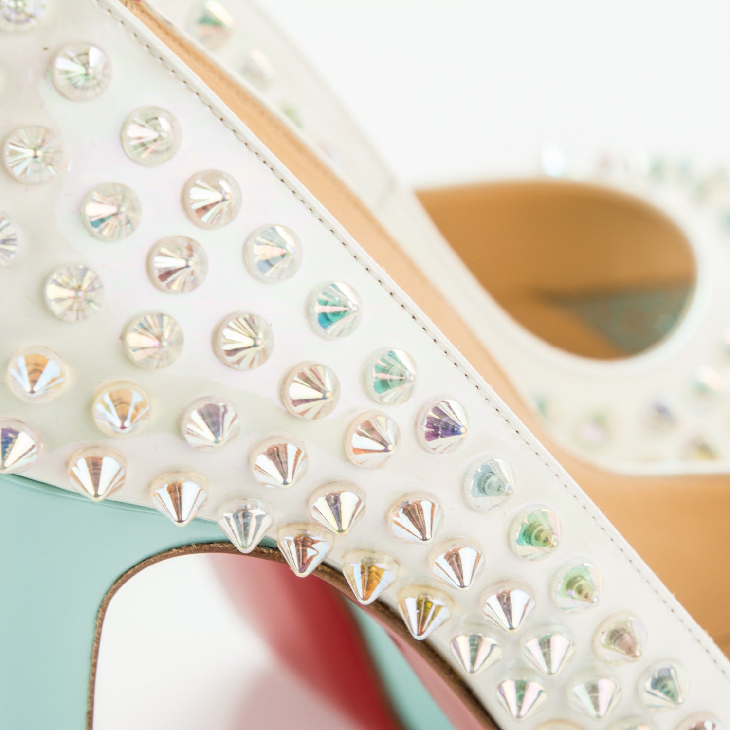 Christian Louboutin Patent Lady Peep Spikes 150 Pumps 39 Multicolor Clear 8 of 8