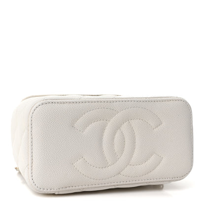 Chanel Caviar Quilted Small Vanity Case With Chain White 4 of 10