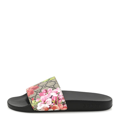 Gucci GG Supreme Monogram Blooms Slide Sandals 38 Beige Multicolor 1 of 8