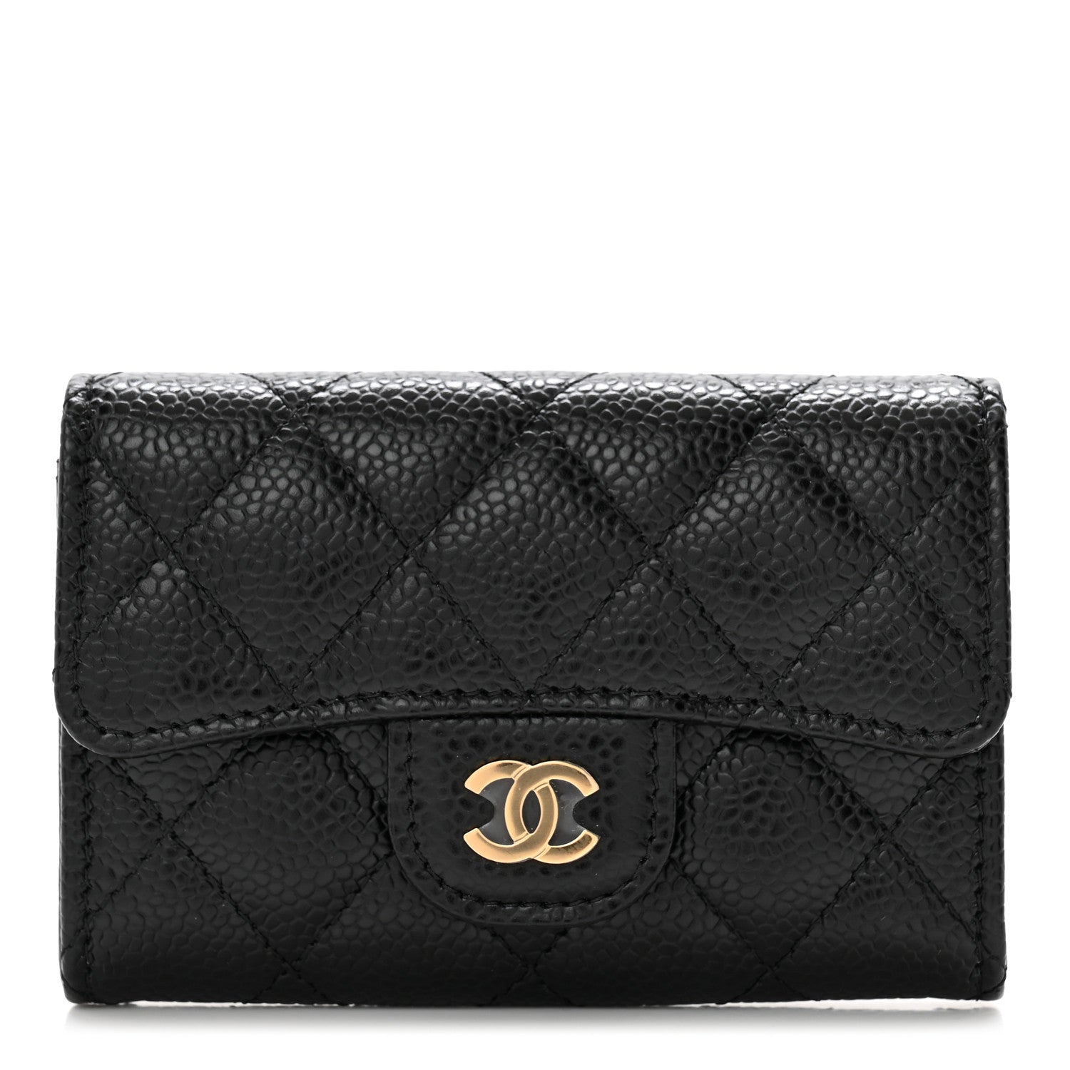 Chanel Caviar Quilted Flap Card Holder Wallet Black 1 of 9