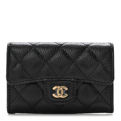 Chanel Caviar Quilted Flap Card Holder Wallet Black 1 of 9