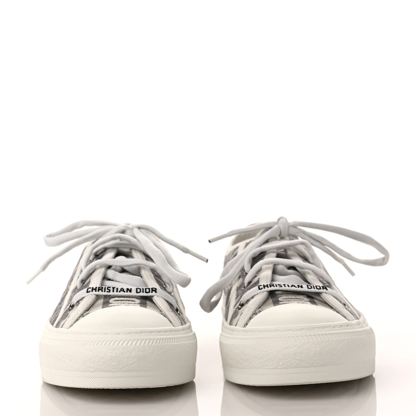 Canvas Oblique Walk'N'Dior Low Top Sneakers 37.5 Grey Stone