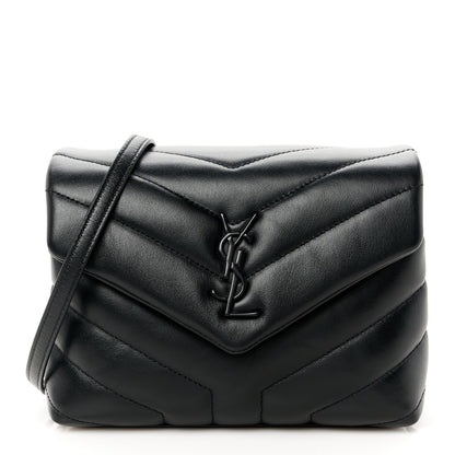 Saint Laurent Calfskin Y Quilted Monogram Monochrome Toy Loulou Crossbody Bag Black 1 of 11