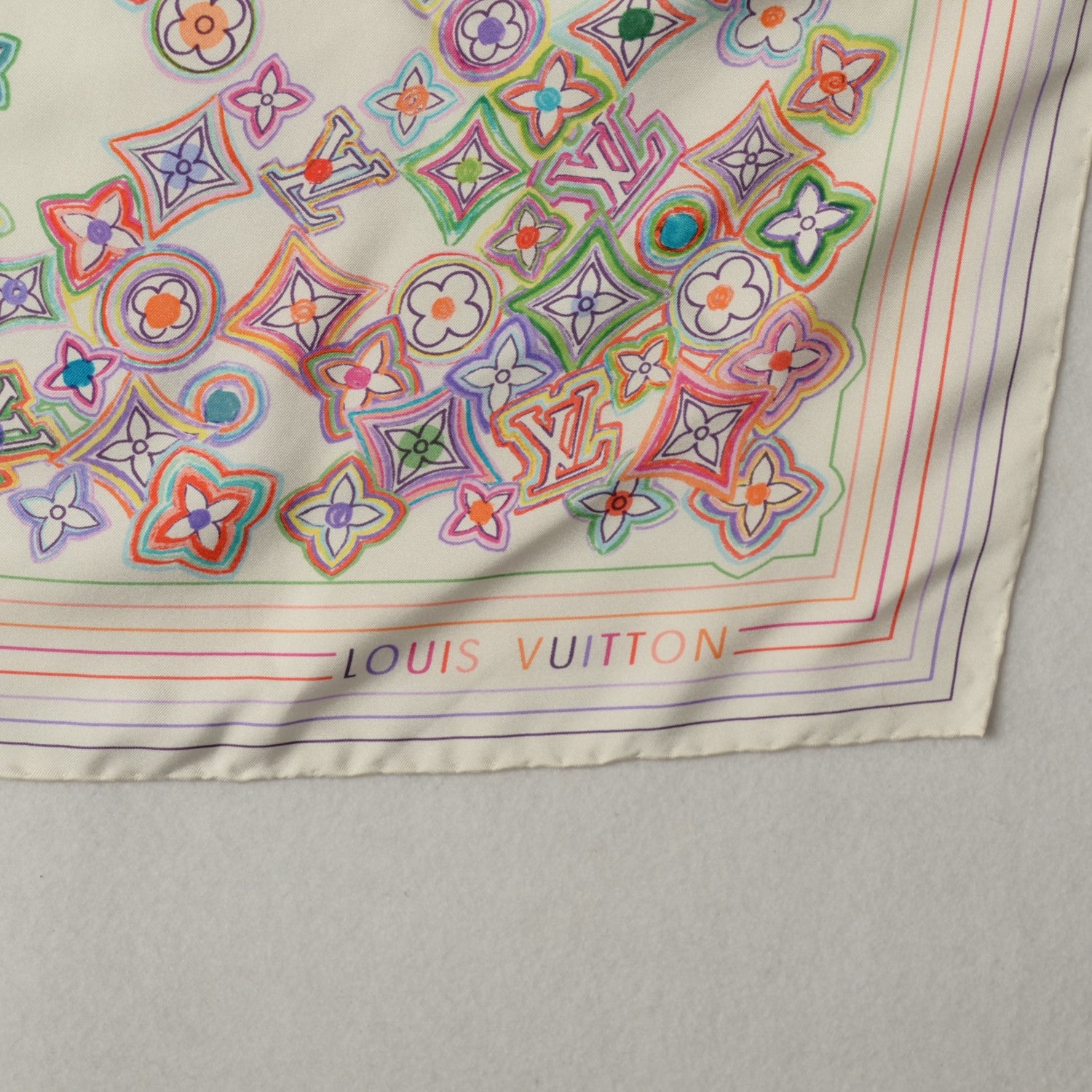 Louis Vuitton Silk Monogram Floral Square Scarf Multicolor 3 of 6