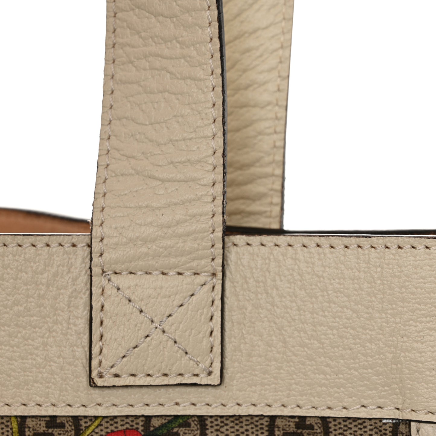 GG Supreme Monogram Flora Web Ophidia Vertical Shopping Tote White