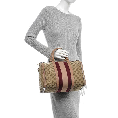 Gucci Monogram Vintage Web Medium Boston Pink 2 of 8
