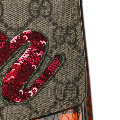 Gucci GG Supreme Monogram Snakeskin Elton Embroidered Medium Dionysus Shoulder Bag Beige Orange 11 of 12