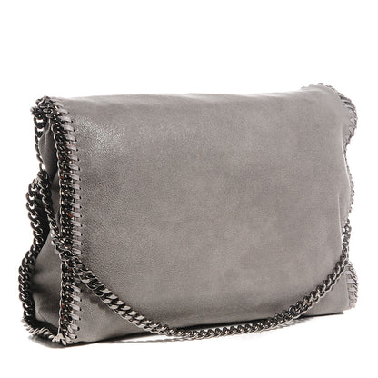 Stella McCartney Faux Leather Shaggy Deer Falabella Fold Over Tote Light Grey 3 of 10
