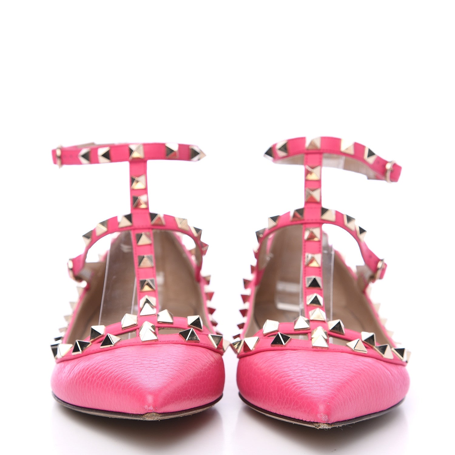 Valentino Garavani Pebbled Calfskin Rockstud Cage Ballerina Flats 38 Peony 2 of 11