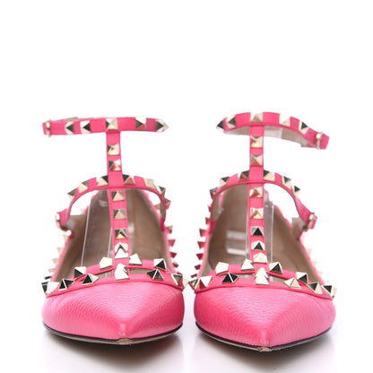 Valentino Garavani Pebbled Calfskin Rockstud Cage Ballerina Flats 38 Peony 2 of 11