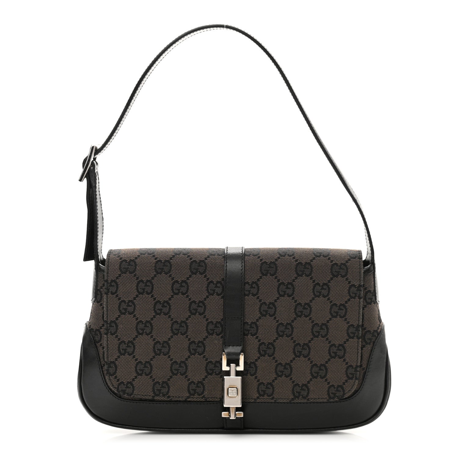 Gucci Monogram Small Jackie O Flap Hobo Black 1 of 14