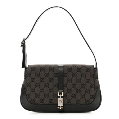 Gucci Monogram Small Jackie O Flap Hobo Black 1 of 14