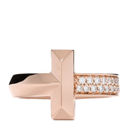 Tiffany 18K Rose Gold Diamond T T1 Ring 53 6.5 1 of 3