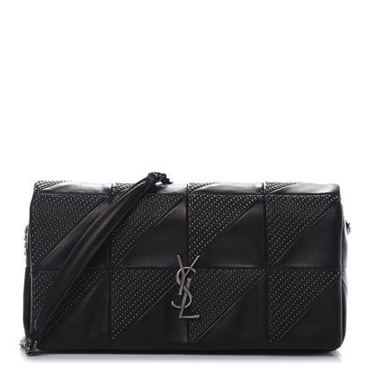 Saint Laurent Lambskin Patchwork Micro Stud Monogram Medium Jamie Baguette Black 1 of 10