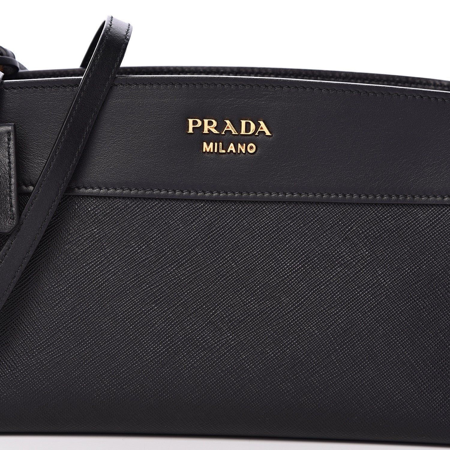 Prada Saffiano City Calfskin Esplanade Crossbody Bag Black 7 of 9