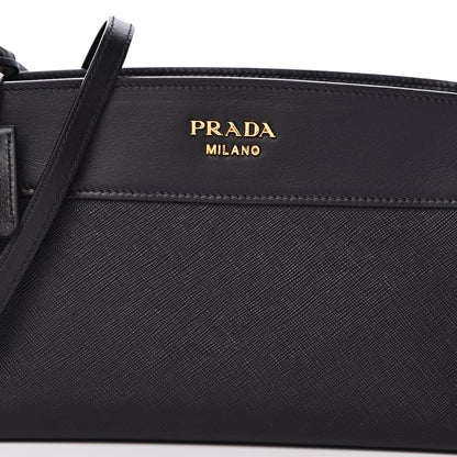Prada Saffiano City Calfskin Esplanade Crossbody Bag Black 7 of 9