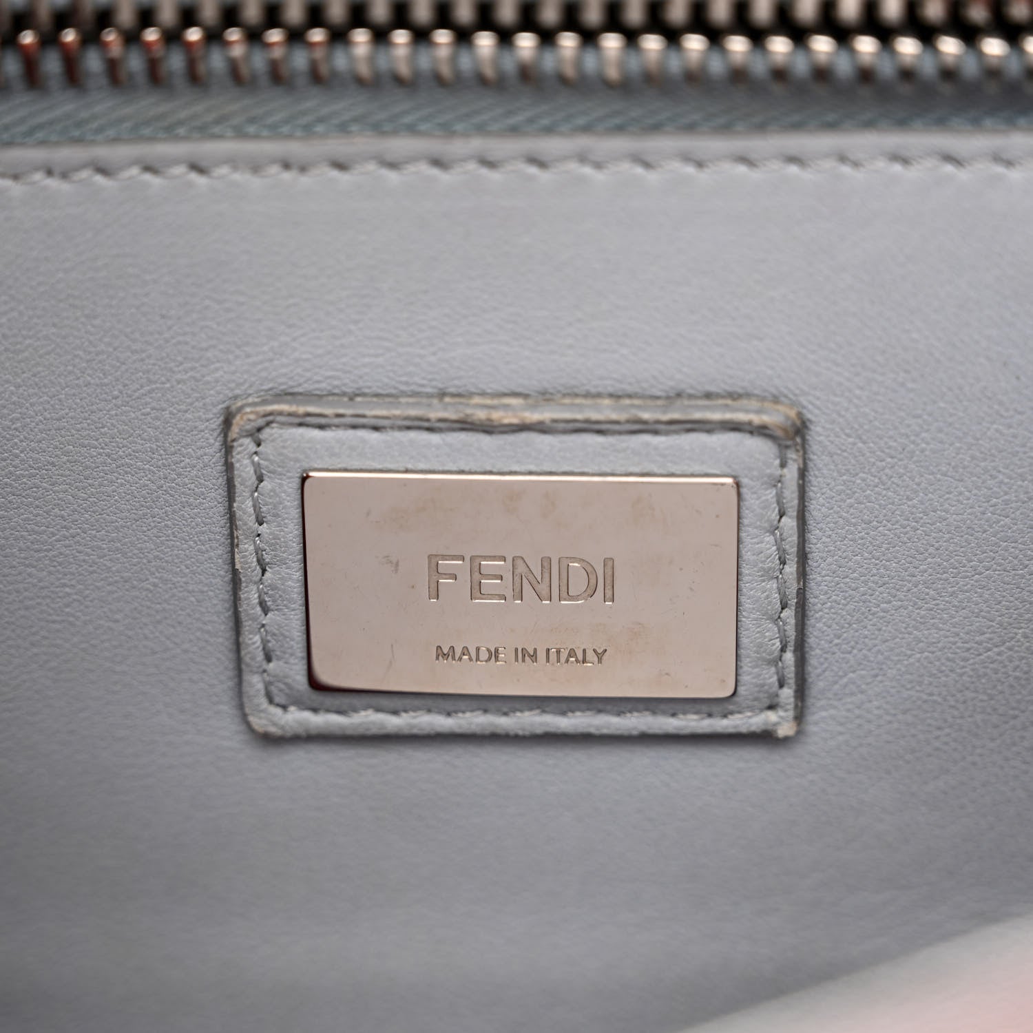Fendi Vitello Seta Shiny Nappa Medium Peekaboo Iconic Satchel Ribes Azzurro Polvere 7 of 14