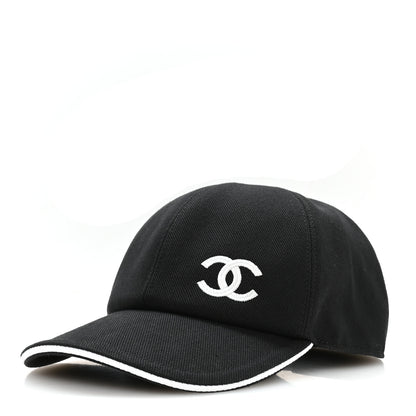 Chanel Cotton CC Cap Hat Black White 1 of 9
