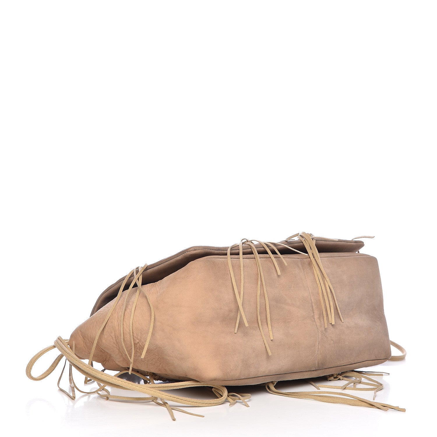 Chanel Suede Calfskin Perforated Fringe Flap Beige 4 of 15