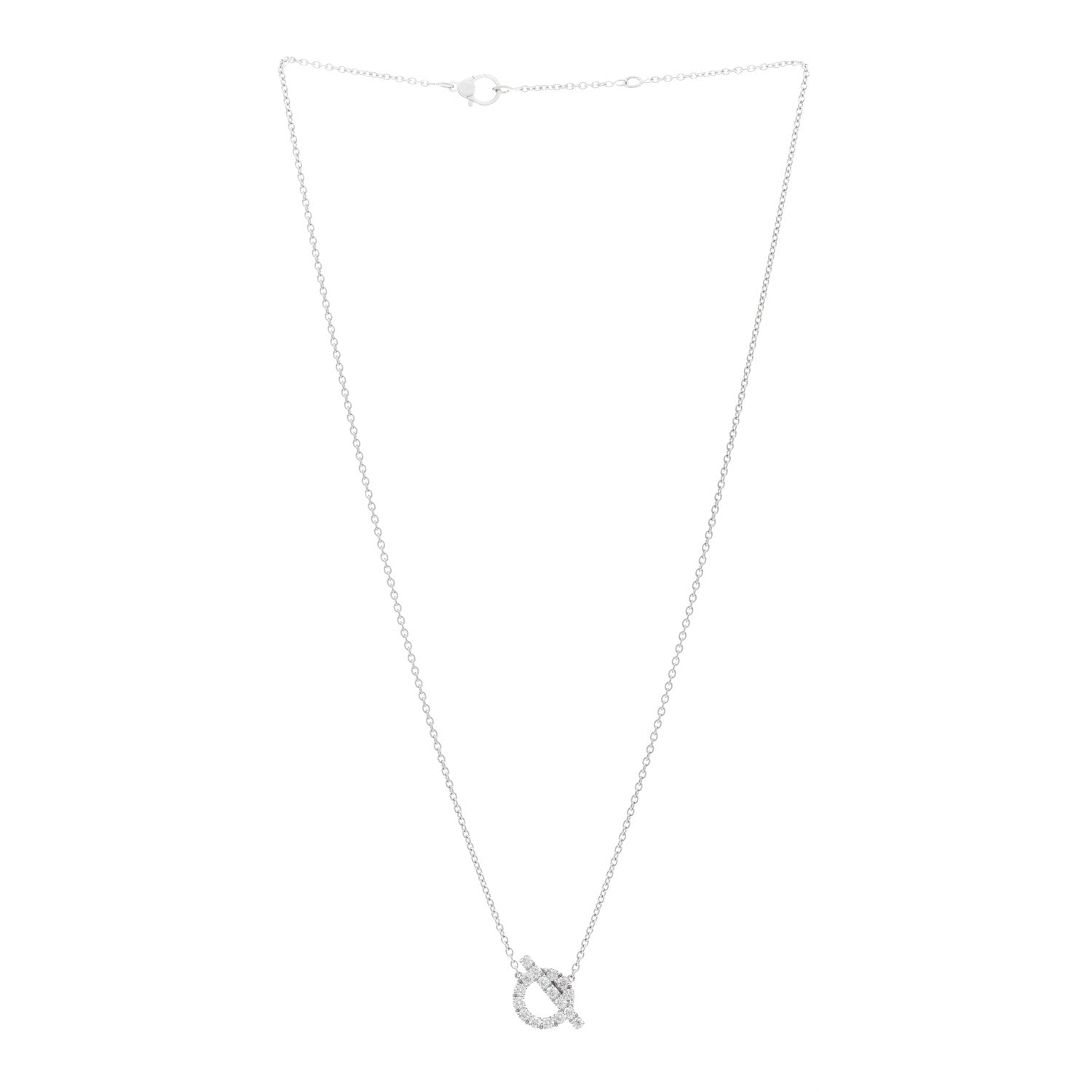 Hermes 18K White Gold Diamond Finesse Pendant Necklace 3 of 5