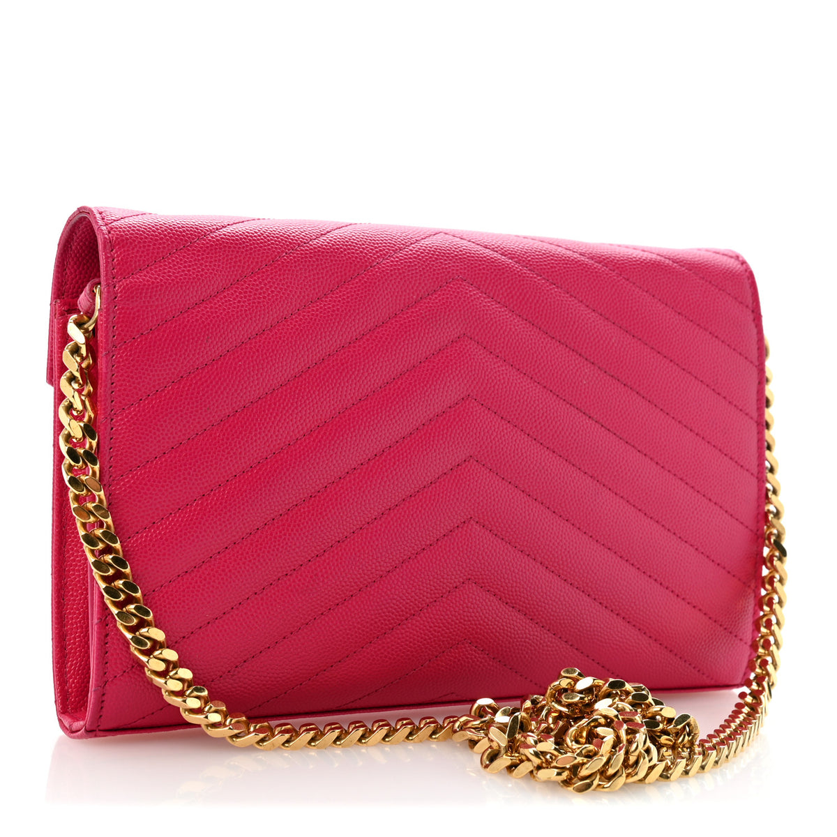 Grain De Poudre Matelasse Chevron Monogram Chain Wallet Bubblegum