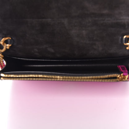 Saint Laurent Metallic Calfskin Classic Monogram Kate Tassel Chain Wallet Fuchsia 7 of 11