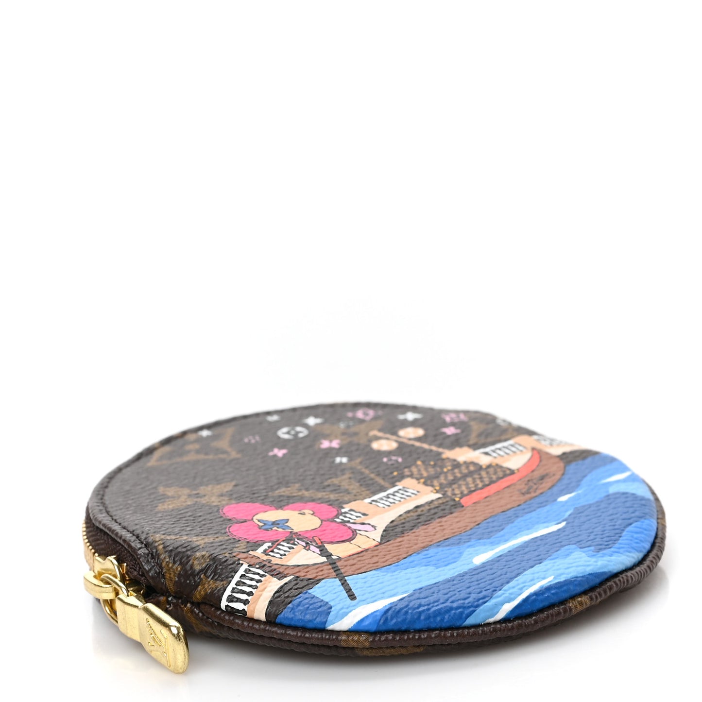 Monogram 2019 Christmas Animation Round Coin Purse Blue