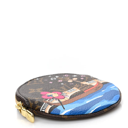 Louis Vuitton Monogram 2019 Christmas Animation Round Coin Purse Blue 4 of 6