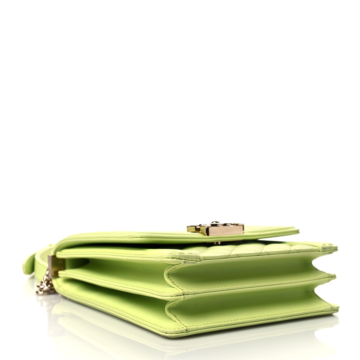 Chanel Calfskin Quilted North South Boy Flap Light Green 4 of 10