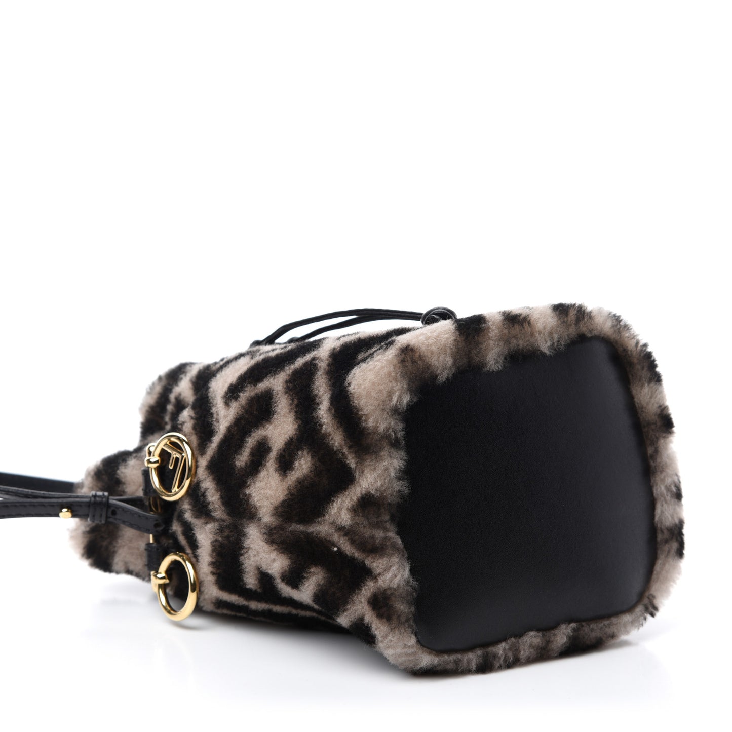 Shearling F is Macro FF 1974 Diagonal Mini Mon Tresor Bucket Bag Dove Black