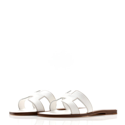 Hermes Box Calfskin Oran Sandals 38.5 White 4 of 10