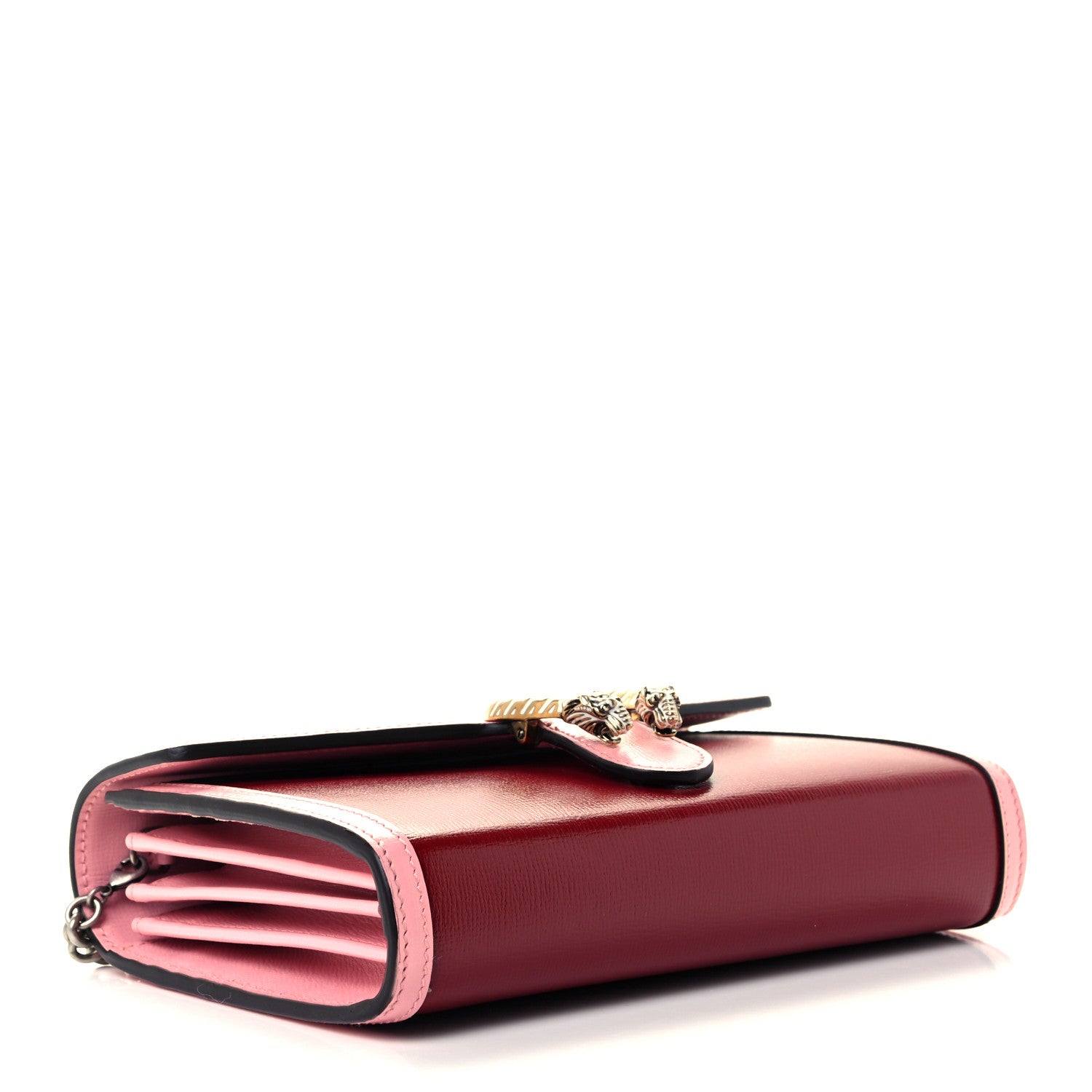 Gucci Azalea Calfskin Enamel Mini Dionysus Chain Wallet New Cherry Red Wild Rose Off White 4 of 12