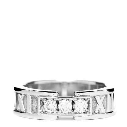 Tiffany 18K White Gold Diamond Atlas Ring 49 4.75 1 of 5