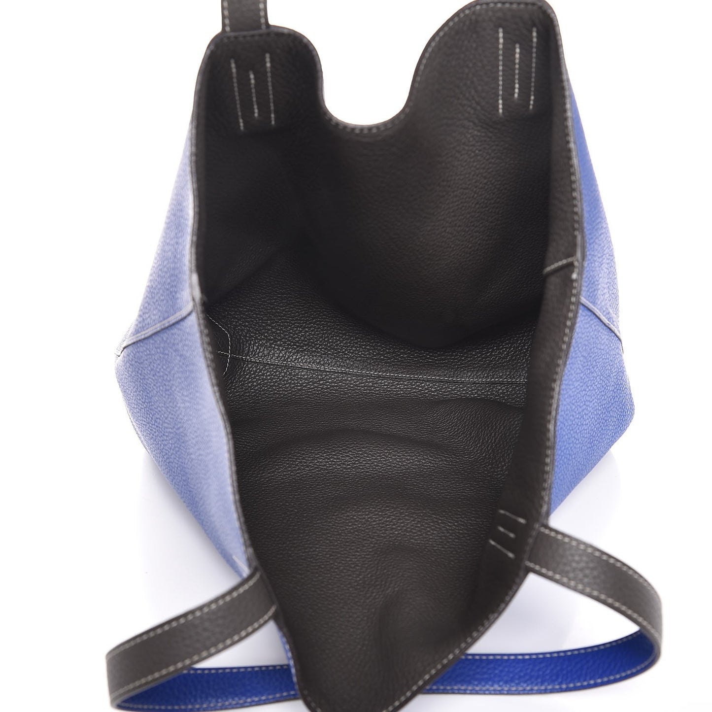 Taurillon Clemence Double Sens 45 Reversible Tote Graphite Bleu Electrique