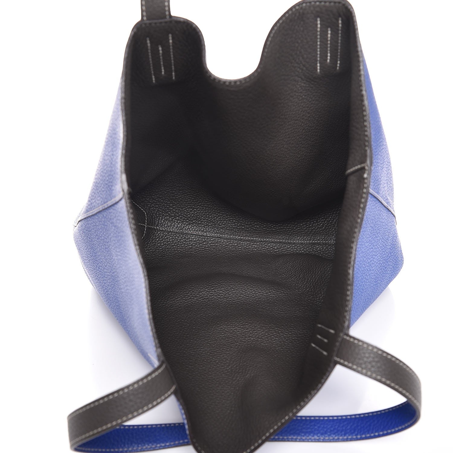 Hermes Taurillon Clemence Double Sens 45 Reversible Tote Graphite Bleu Electrique 8 of 11