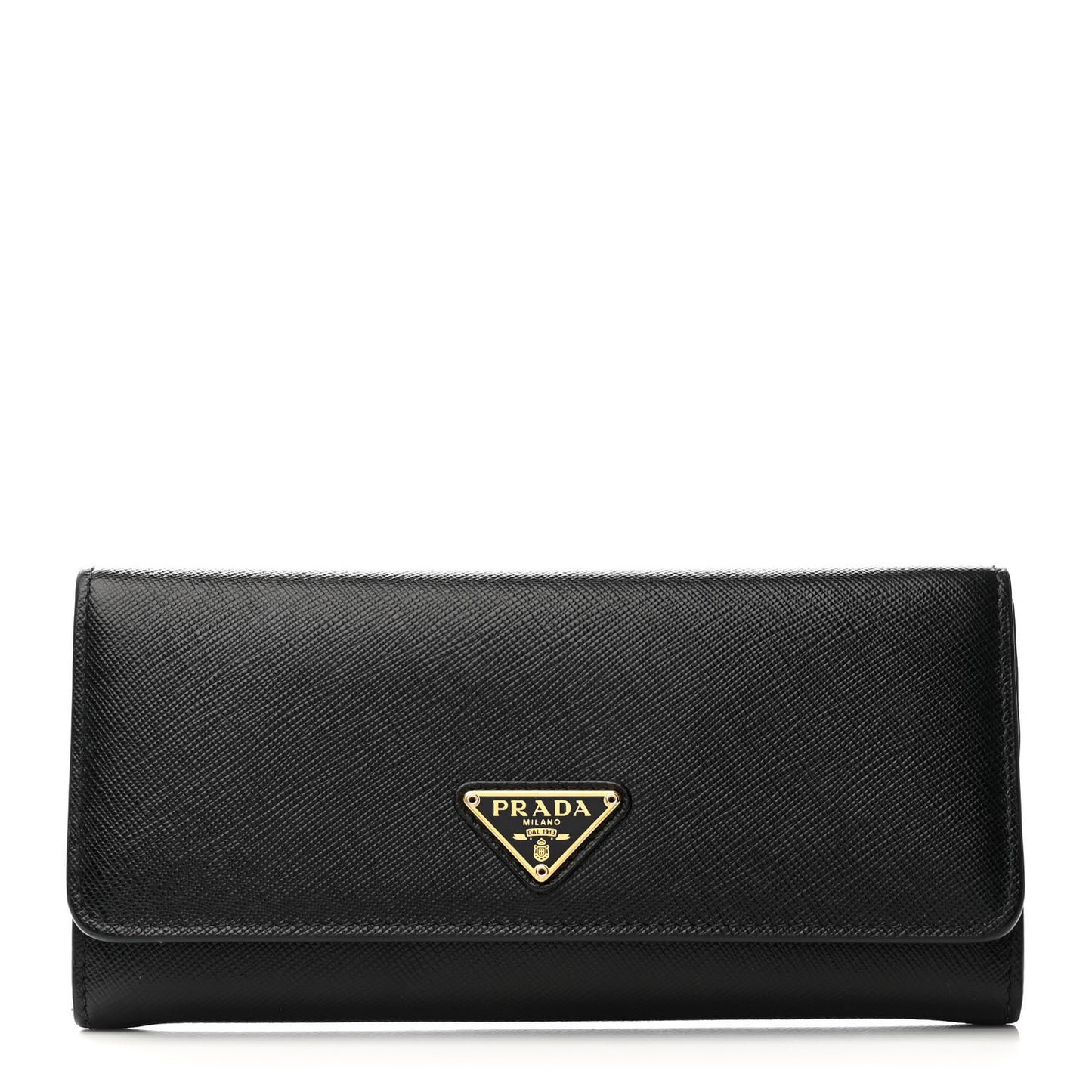 Saffiano Banane Metal Continental Flap Wallet Black