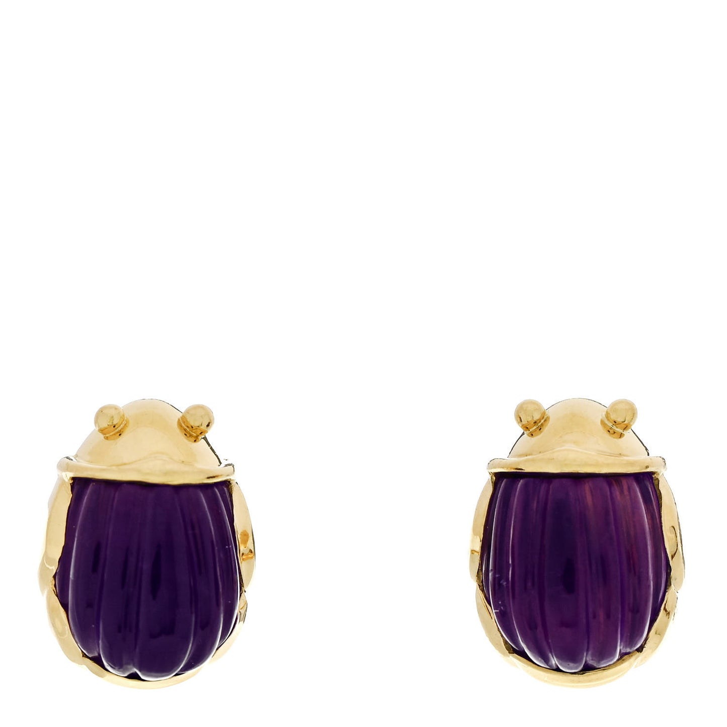 18K Yellow Gold Amethyst Scarab Earrings