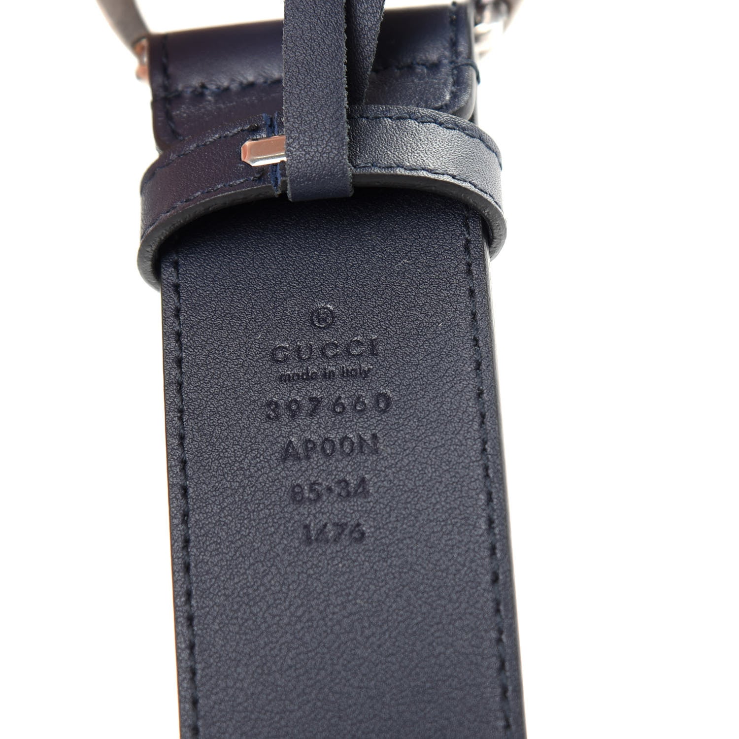 Gucci Moon Calfskin Nickel Double G 40mm Belt 85 34 Blue 5 of 6
